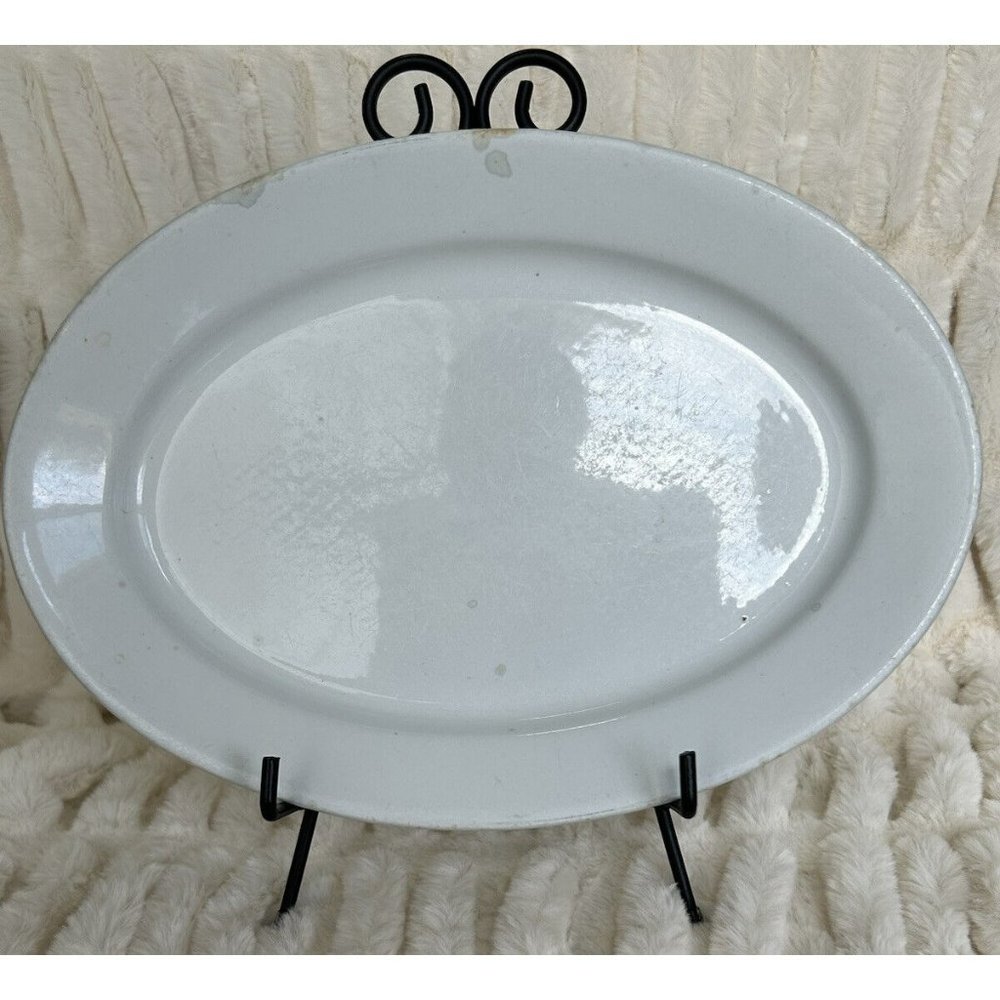 Antique J&G Meakin White Ironstone China Platter 1883-1913 Heavy Old Durable